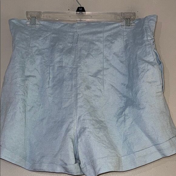 Blue High Waist Shorts with Flowy Silhouette - Picture 7 of 10
